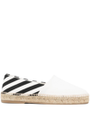 Off-white Diag-stripe Cotton Espadrilles In White