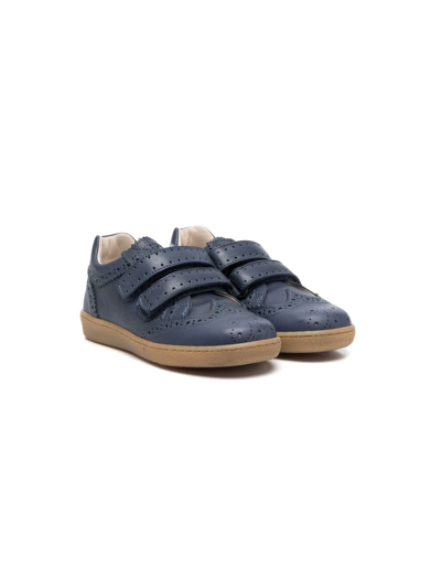 Pèpè Kids' Punch-hole Leather Shoes In Blue