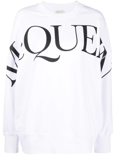 Alexander Mcqueen Sweatshirt With Logo Print In Bianco
