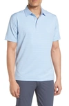 Peter Millar Drum Stripe Performance Polo In Cottage Blue/ Colada