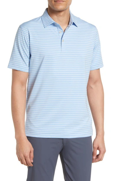 Peter Millar Drum Stripe Performance Polo In Cottage Blue/ Colada