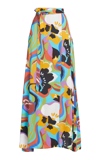 Etro Long Wrap Skirt With Floral Waves In Print