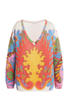 ETRO PRINTED SILK AND LINEN KNIT SWEATER