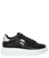 Karl Lagerfeld Kapri Ikonik Leather Sneakers In Black