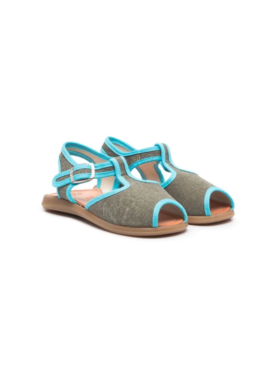 Pèpè Babies' T-bar Buckle Sandals In Green