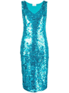 P.a.r.o.s.h Sleeveless Sequinned Midi Dress In Blue