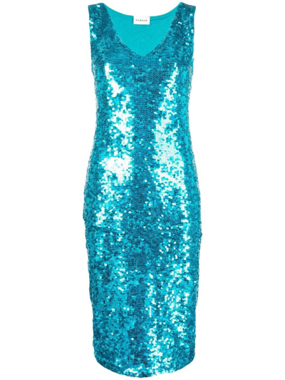 P.a.r.o.s.h Sleeveless Sequinned Midi Dress In 蓝色
