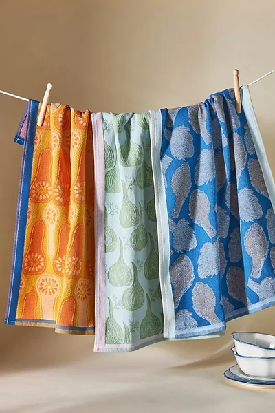 Anthropologie Set Of 3 Leva Jacquard Dish Towels In Multicolor