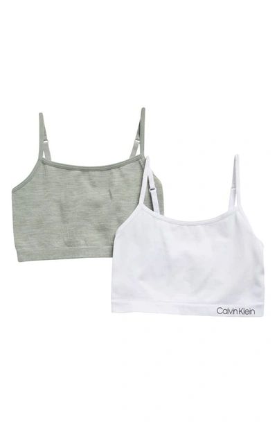 Calvin Klein Kids' Seamless Knit Brami Bralette In Heather Gray/ White