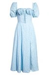 House Of Cb Tallulah Puff Sleeve Midi Dress In Blue