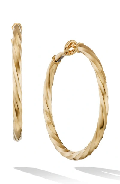 David Yurman Cable Edge Hoop Earrings In Recycled 18k Yellow Gold