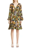 STINE GOYA RANIA FLORAL LONG SLEEVE WRAP DRESS