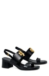 Tory Burch Eleanor Two-band Medallion Slingback Sandals In Black