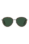 Polaroid 53mm Polarized Round Sunglasses In Dark Havana / Green Polar