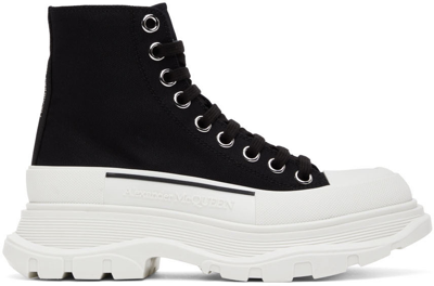 Alexander Mcqueen Black Canvas Tread Slick Sneakers