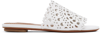 Alaïa Laser Cut Leather Slide Sandals In 020 Blanc
