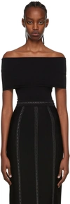 Alaïa Off-shoulder Knit Bodysuit In Nero