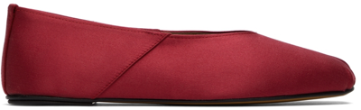 The Row Red Satin Ballerina Flats In Poppy