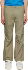 Dime Green Cotton Cargo Pants In Washed Olive