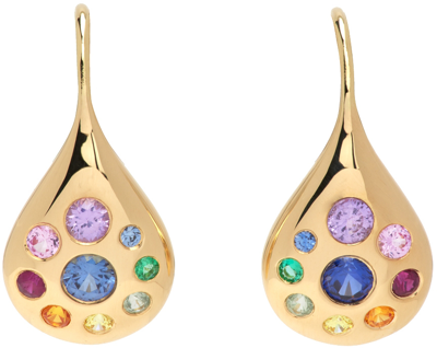 Brent Neale Petal Small 18-karat Gold, Sapphire And Emerald Earrings