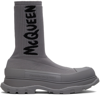 Alexander Mcqueen Gray Graffiti Tread Slick High-top Sneakers In 1817 True Grey/blk/t