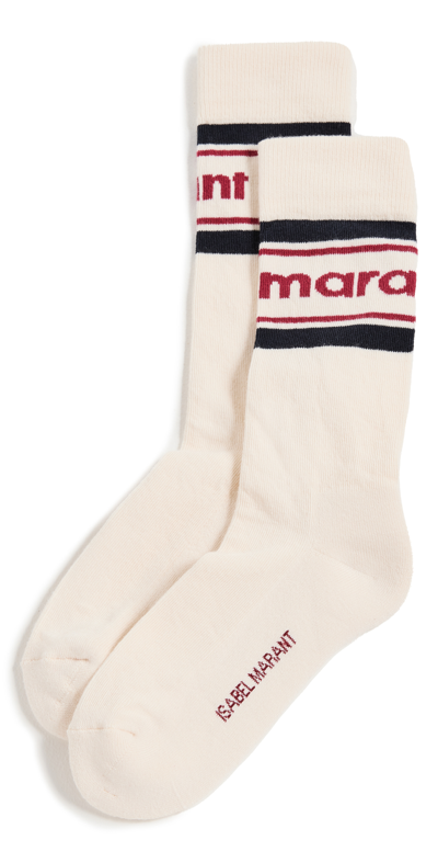 Isabel Marant Logo-intarsia Cotton Socks In Neutrals
