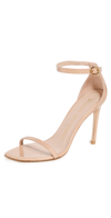 Stuart Weitzman Nudistcurve Patent Ankle-strap Sandals In Adobe