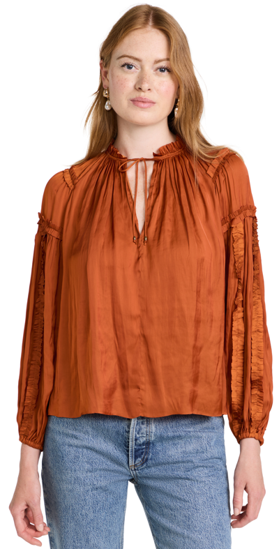 Ulla Johnson Maeve Frilled Balloon-sleeved Blouse In Clay