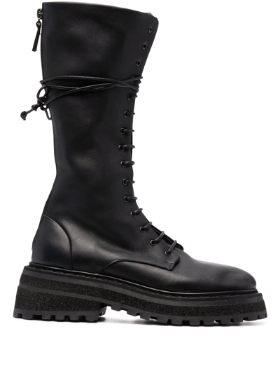 Marsèll Knee-length Lace-up Boots In Black