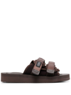 Suicoke Open-toe Touch-strap Sandals In Brown