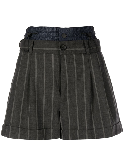 Monse Stripe-print Tailored Shorts In Grey