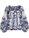 Dolce & Gabbana Zebra-print Chiffon Blouse In Blue