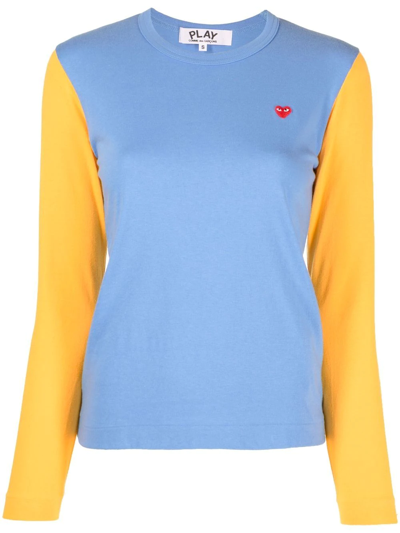 Comme Des Garçons Play Two-tone Knitted Jumper In Blue