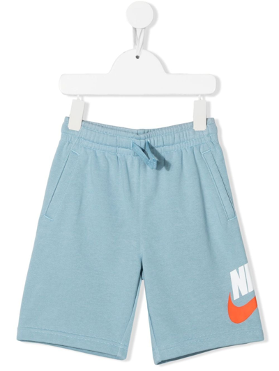 Nike Kids' Logo-print Drawstring Shorts In Blue