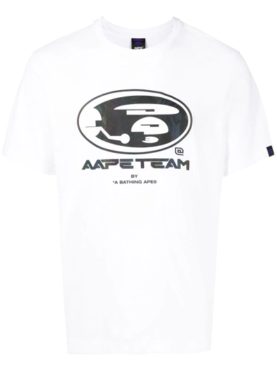 Aape By A Bathing Ape Graphic-print Short-sleeve T-shirt In White