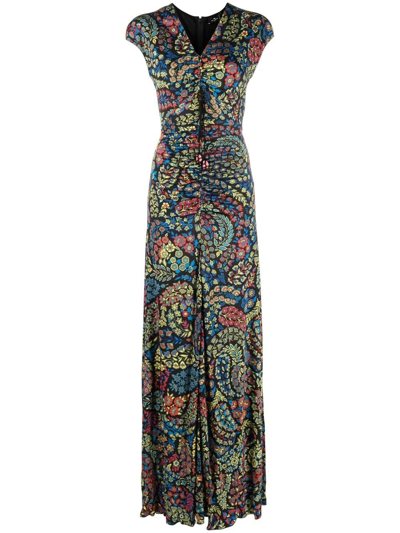 Etro Miss Pure Paisley-print Jersey Maxi Dress In Black