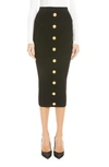 Balmain Button-embellished Jacquard-knit Midi Skirt In 0pa 0pa Noir