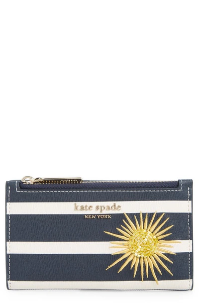 Kate Spade Sunkiss Embellished Small Slim Bifold Wallet In Blazer Blue