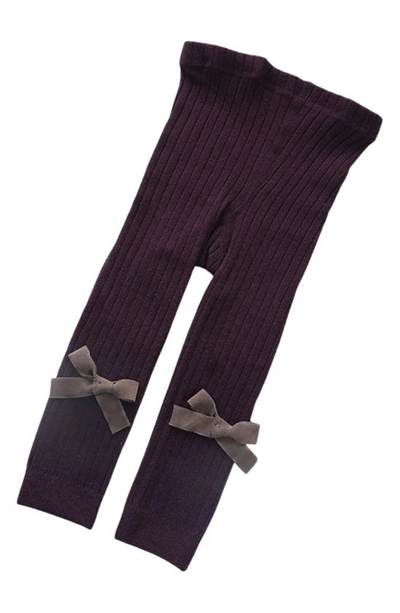 Ashmi And Co Babies' Mila Knit Cotton Leggings In Purple