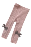 Ashmi And Co Babies' Mila Knit Cotton Leggings In Pink