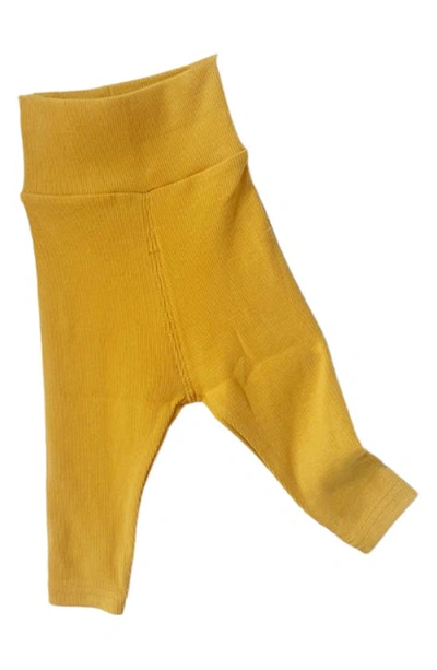 Ashmi And Co Babies' Ayo Rib Cotton Pants In Yellow