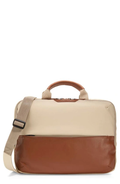 Cole Haan Go To Work Two-tone Canvas & Recycled Nappa Leather Briefcase In Safari