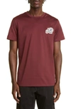 Moncler Double Logo Patch Cotton T-shirt In Burgundy
