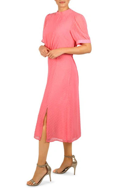 Julia Jordan Puff Sleeve Fit & Flare Midi Dress In Neon Pink