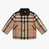 BURBERRY BOYS BEIGE CHECK QUILTED JACKET
