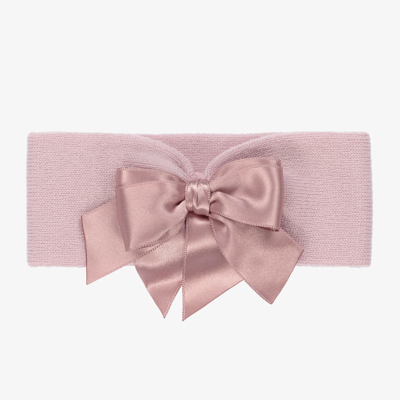 La Perla Babies' Girls Pink Wool Bow Headband