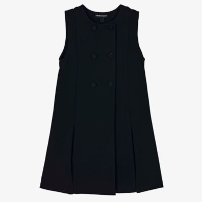 Emporio Armani Kids' Milano Jersey Sleeveless Mini Dress In Navy