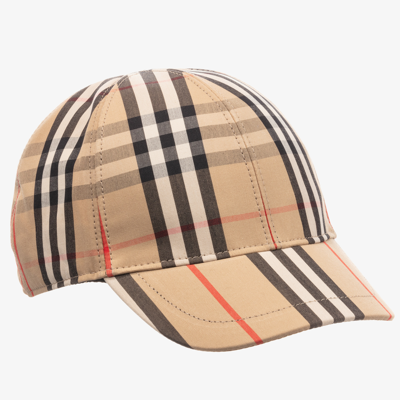 Burberry Vintage Check And Icon Stripe Baseball Cap In Beige