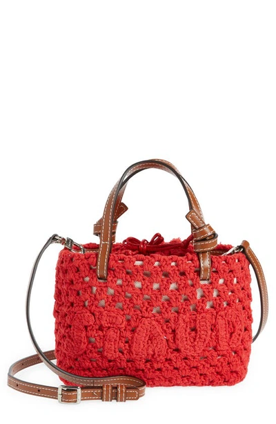 Staud Ria Crocheted Cotton Crossbody Bag In Red