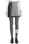 THOM BROWNE COLORBLOCK PLEATED WOOL MINISKIRT